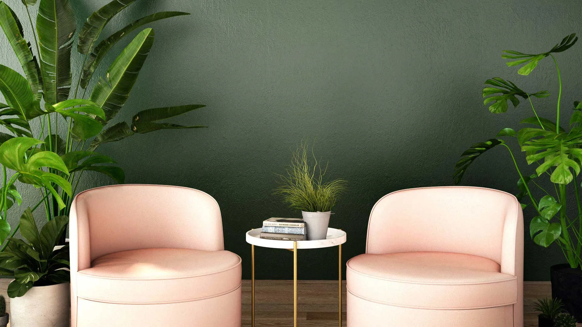 Von roomconcept gestalteter Wohnraum in Berlin mit farbig abgesetzter Wand